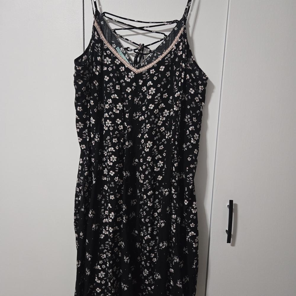 Maurices Black and White Strapy Floral Mini Dress